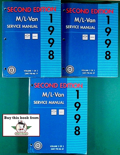 [GMT/98ML1FA/3] 1998 Chevrolet Astro/GMC Safari M/L Van OEM Factory Shop Service Manual 3 Vol Set 2nd ed