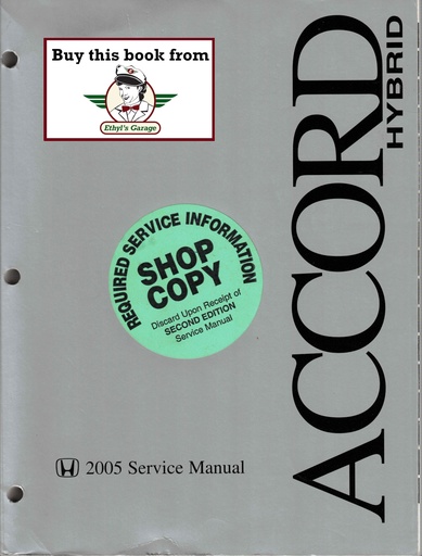 [HON200561SDR00A] 2005 Honda Accord Hybrid OEM Factory Shop Repair Service Manual