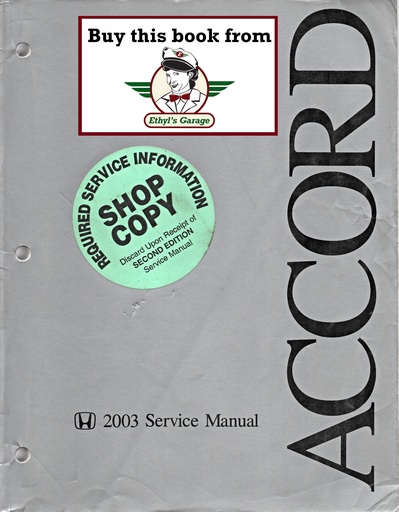 [HON200361SDA00A] 2003 Honda Accord Shop Service Repair Manual