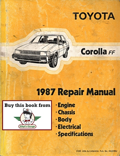 [TOY1987RM039UA] 1987 Toyota Corolla FF FX-16 AE82 OEM Shop Service Repair Manual