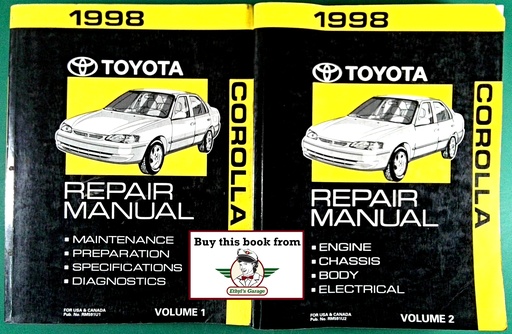 [TOY1998RM591UA/2] 1998 Toyota Corolla ZZE110 OEM Shop Service Repair Manual 2 Vol Set