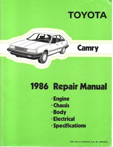 [TOY1986RM007UA] 1986 Toyota Camry OEM Shop Service Repair Manual