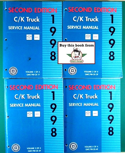 [GMT/98CK1FA/4] 1998 Chevrolet/GMC C/K Truck Shop Repair Maintenance Service Manual 4 Vol. Set Second Edition—Silverado, Sierra, Yukon, Tahoe, Suburban