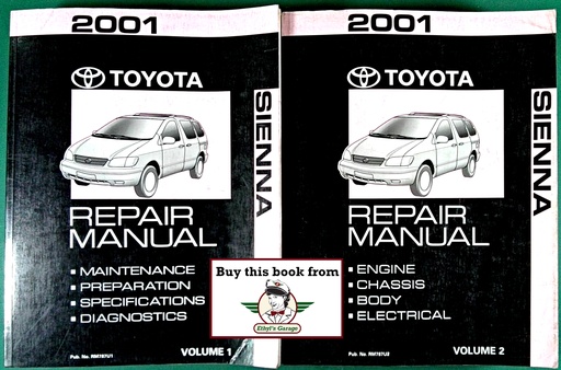[TOY2001RM787UA/2] 2001 Toyota Sienna OEM Shop Service Repair Manual 2 Vol Set