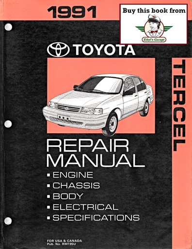 [TOY1991RM195UA] 1991 Toyota Tercel OEM Shop Service Repair Manual