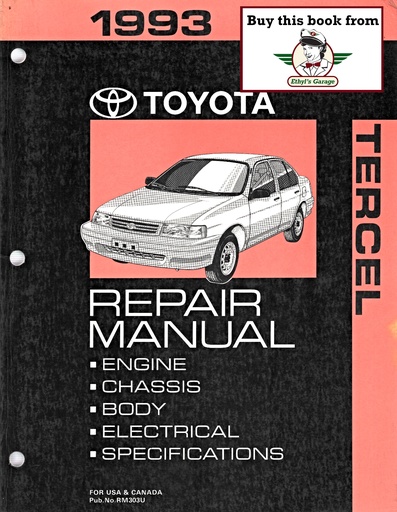 [TOY1993RM303UA] 1993 Toyota Tercel OEM Shop Service Repair Manual