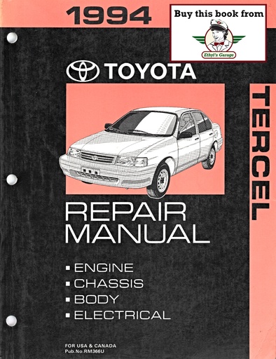 [TOY1994RM366UA] 1994 Toyota Tercel OEM Shop Service Repair Manual