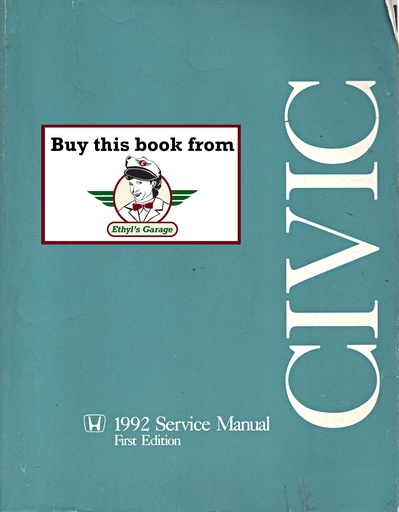 [HON199261SR300A] 1992 Honda Civic Shop Service Repair Maintenance Manual