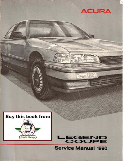 [HON199061SG003A] 1990 Acura Legend Coupe STD, L, and LS Original OEM Factory Shop Maintenance Repair Service Manual