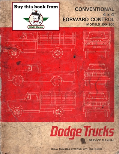[DOD1968813706350A] 1966 Dodge Light/Medium/Heavy Truck Pickup, Forward Control & 4X4 100-800 Shop Maintenance Repair Service Manual