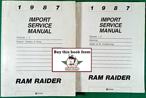 [DOD1987813707016A/2] 1987 Dodge Ram Raider Shop Maintenance Repair Service & Electrical Manual 2 Vol. Set