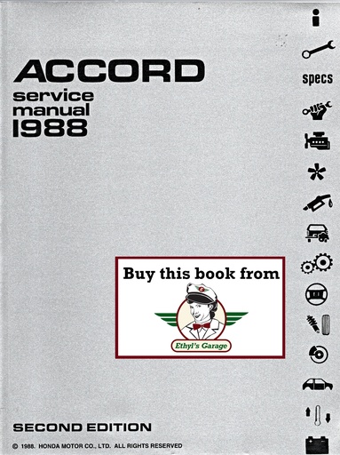 [HON198861SE303A] 1988 Honda Accord OEM Factory Shop Repair Service Manual