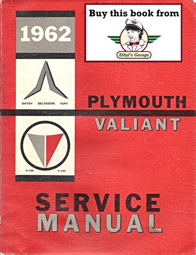 [PLY1962815702056A] 1962 Plymouth & Valiant Shop Repair Maintenance Service Manual