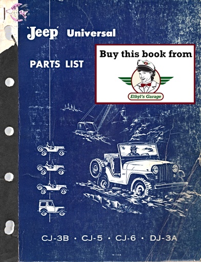 [JEE1962W1103A] 1953-1962 Willys Jeep CJ-3B CJ-5 CJ-6 DJ-3A Surrey Gala Parts List Catalog