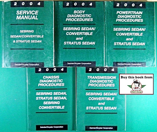 [MOP20048127004025AA/5] 2004 Chrysler Sebring Sedan/Convertible & Dodge Stratus Sedan Service & Diagnostic Shop Manuals Complete 5 Vol. Set