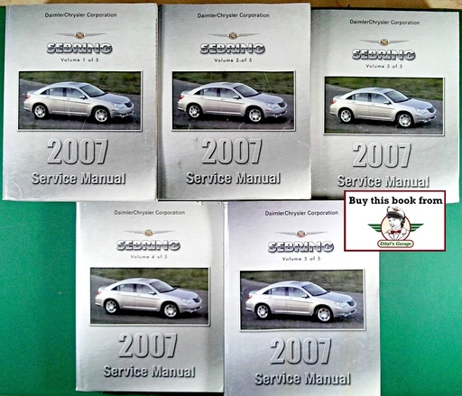 [CHR20078127007055A/5] 2007 Chrysler Sebring Service Shop Repair Maintenance Manual Complete 5 Vol. Set