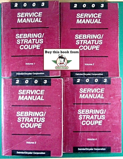 [MOP2003812703031A/4] 2003 Chrysler Sebring Coupe & Dodge Stratus Coupe Service Shop Repair Manual Complete 4 Vol. Set