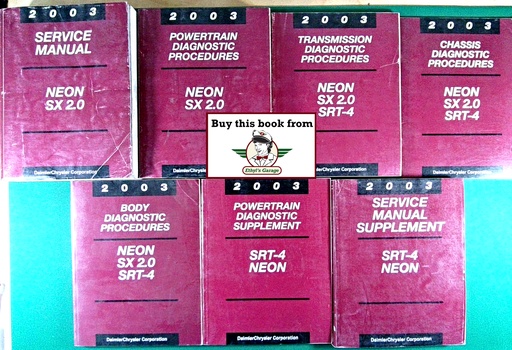 [MOP20038127003028A/7] 2003 Chrysler/Dodge Neon SX 2.0 Service & Diagnostic Shop Manuals Complete 7 Vol. Set