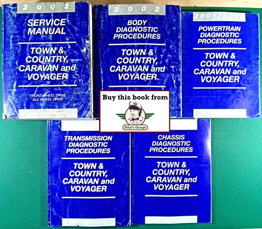 [MOP20028137002062A/5] 2002 Chrysler Town & Country and Dodge Caravan Original OEM Shop Repair Maintenance Service Manuals Complete 5 Vol. Set