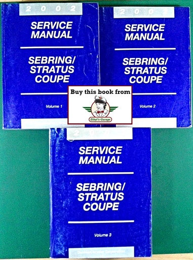 [MOP20028127002031A/3] 2002 Chrysler Sebring Coupe & Dodge Stratus Coupe Service Shop Repair Manual Complete 3 Vol. Set