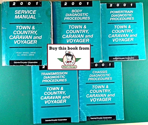 [MOP2001813701005A/5] 2001 Chrysler Town & Country, Dodge Caravan and Plymouth Voyager Original OEM Shop Repair Maintenance Service Manuals Complete 5 Vol. Set
