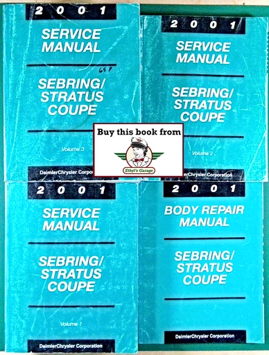 [MOP2001812701018A/4] 2001 Chrysler Sebring Coupe & Dodge Stratus Coupe Service Shop Repair Manual Complete 4 Vol. Set