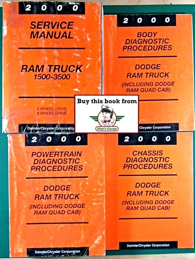 [DOD2000813700008A/4] 2000 Dodge RAM 1500-3500 Truck Factory Shop Service Manual 4 Vol. Set