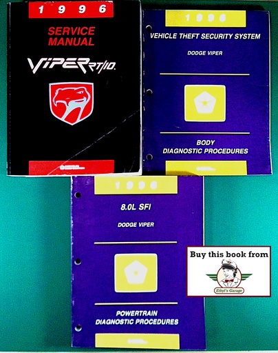 [MOP1996182706150A/3] 1996 Dodge Viper RT/10 Original OEM Shop Maintenance Repair Service  & Powertrain/Engine Diagnostic Manual 3 Vol. Set (Body, Engine, Wiring, Security)