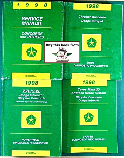 [MOP1998812708140A/4] 1998 Chrysler/Dodge Concorde Intrepid Shop Repair Maintenance Service Diagnostic Manuals Complete 4 Vol. Set