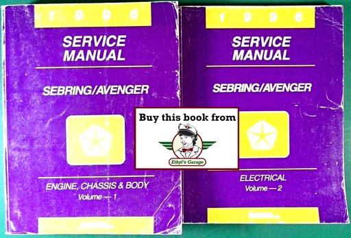 [MOP1996812706117A/2] 1996 Chrysler/Dodge Sebring/Avenger Shop Maintenance Repair Service & Electrical Manual 2 Vol. Set