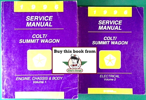 [MOP1996812706113A/2] 1996 Dodge/Plymouth/Eagle Colt/Summit Wagon Factory Shop Repair Service & Electrical Manual 2 Vol. Set