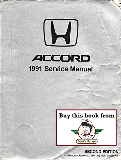 [HON199161SM403A] 1991 Honda Accord OEM Factory Shop Repair Service Manual