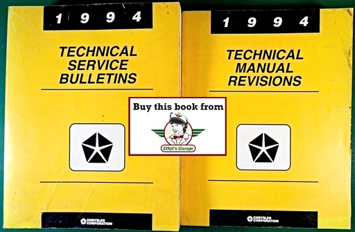 [MOP19948169995054A/2] 1994 Mopar Chrysler/Plymouth/Dodge/Jeep/Eagle Technical Service Bulletins & Manual Revisions 2 vol Set