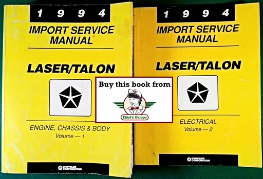 [MOP1994812704500A/2] 1994 Plymouth Laser Eagle Talon Shop Maintenance Repair Service & Electrical Manual 2 Vol. Set
