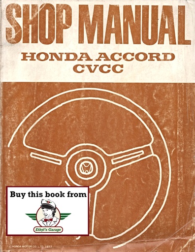 [HON19776167100A] 1976 1977 Honda Accord Shop Service Repair Maintenance Manual