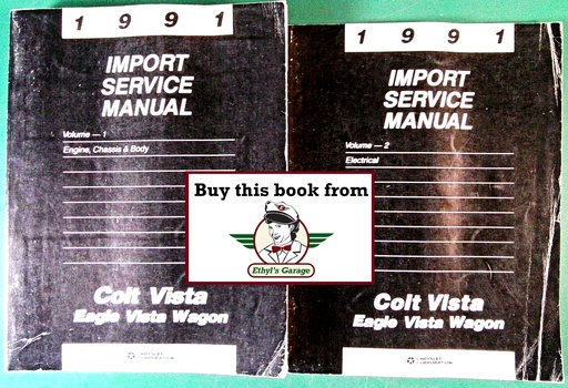 [MOP1991812701113A/2] 1991 Dodge Colt Vista, Plymouth Colt Vista, Eagle Vista Wagon Factory Shop Repair Service & Electrical Manuals 2 Vol. Set