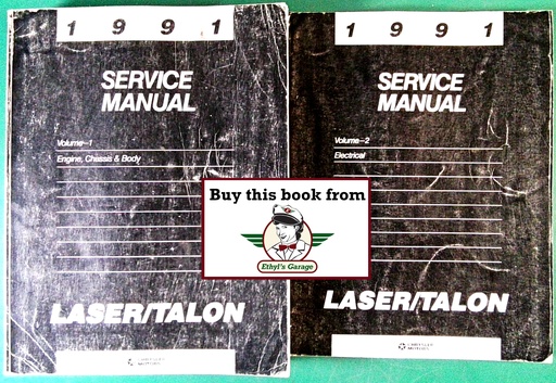 [MOP1991812701500A/2] 1991 Plymouth Laser Eagle Talon Shop Maintenance Repair Service & Electrical Manual 2 Vol. Set