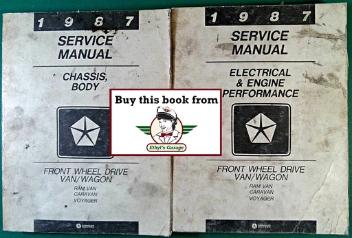 [MOP1987813707005A/2] 1987 Dodge Caravan & Ram Van, Plymouth Voyager Factory Shop Repair Service Manual Set