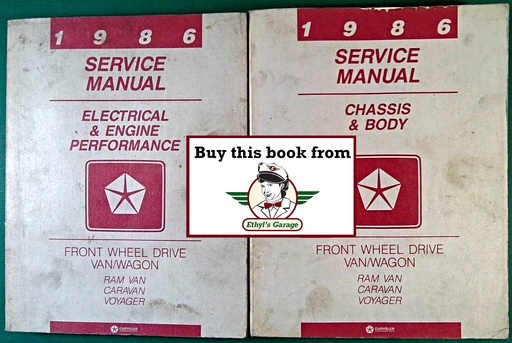 [MOP1986813706005A/2] 1986 Dodge Caravan, Ram Van, and Plymouth Voyager Front-Wheel-Drive Van/Wagon Factory Shop Repair Service Manual Set