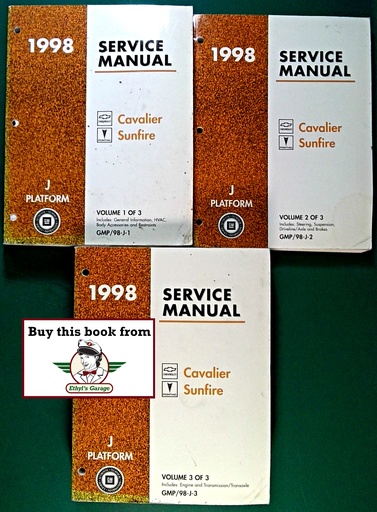 [GM-1998-GMP/98-JA/3] 1998 Chevrolet Cavalier, Pontiac Sunfire Factory Shop Repair Service Manual 3 Vol. Set