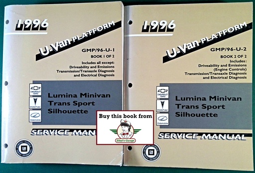 [GM1996GMP96UA/2] 1996 Chevrolet Lumina Minivan Pontiac Trans Sport Oldsmobile Silhouette Shop Repair Maintenance Service Manual Complete 2 Vol. Set