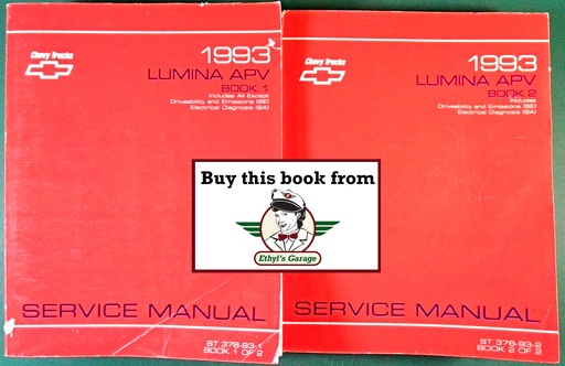 [CH1993ST37893A/2] 1993 Chevrolet Lumina APV Minivan U-Platform Shop Repair Maintenance Service Manual Complete 2 Vol. Set
