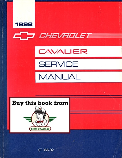 [CH1992ST36692A] 1992 Chevrolet Cavalier J-Platform Shop Repair Maintenance Service Manual Z24