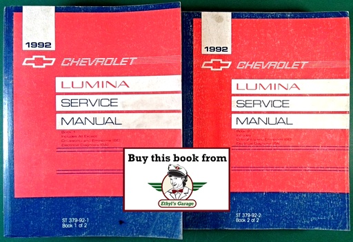 [CH1992ST37992A/2] 1992 Chevrolet Lumina Factory Shop Repair Service Manual 2 Vol. Set