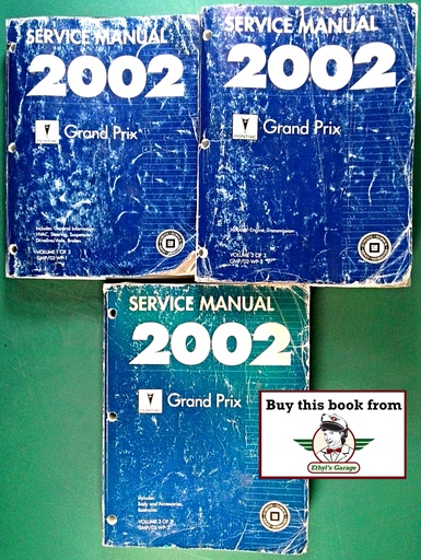 [PO2002GMP/O2WPA/3] 2002 Pontiac Grand Prix WP-Platform Shop Repair Maintenance Service Manual 3 Vol. Set 