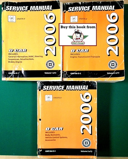 [CA2006GMP/DA/3] 2006 Cadillac CTS/CTS-V D Car Service Manual 3 Vol. Set