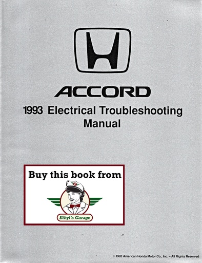 [HON1993SM405ELA] 1993 Honda Accord Electrical Troubleshooting Manual ETM with Wiring Diagrams