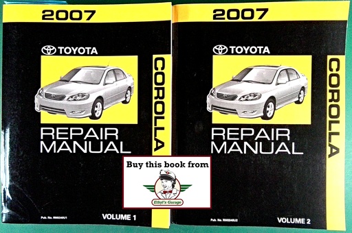 [TOY2007RM0340UA] 2007 Toyota Corolla ZZE130 OEM Shop Service Repair Manual 2 Vol Set