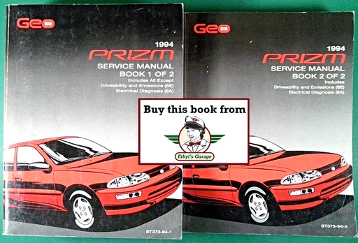 [GE1994ST37394A/2] 1994 Geo Prizm Shop Repair Maintenance Service Manual 2 Vol Set