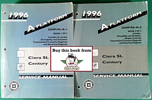 [GM1996GMP/96AA/2] 1996 Buick/Oldsmobile Century/Cutlass Ciera SL OEM Factory Shop Service Repair Manual Set